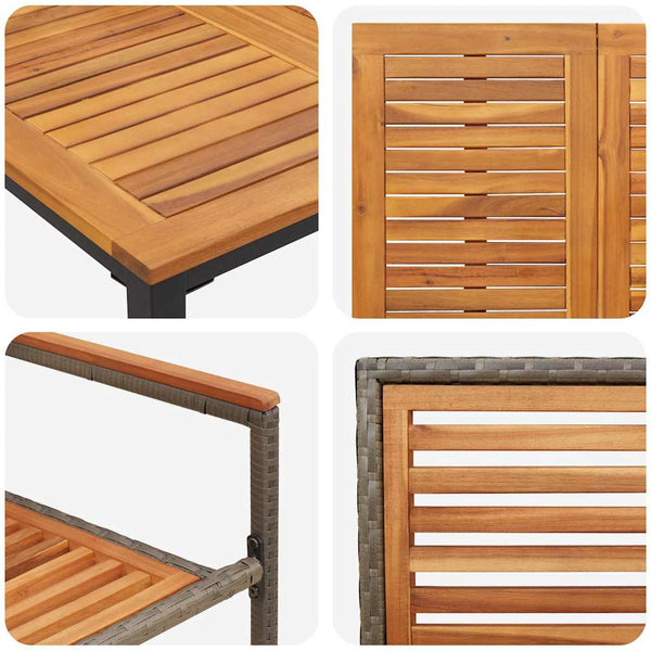 Piharuokailu setti 3 pcs Harmaa ja ruskea polyrottinki