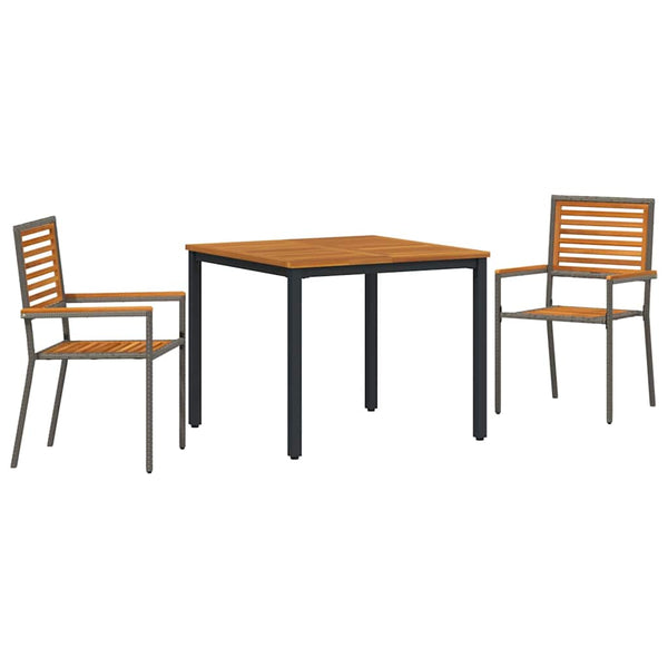Piharuokailu setti 3 pcs Harmaa ja ruskea polyrottinki