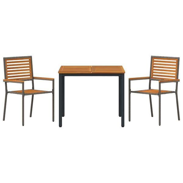 Piharuokailu setti 3 pcs Harmaa ja ruskea polyrottinki