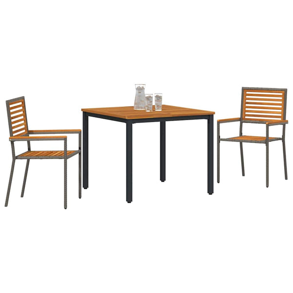 Piharuokailu setti 3 pcs Harmaa ja ruskea polyrottinki