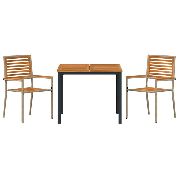 Piharuokailu setti 3 pcs Beige ja Ruskea polyrottinki