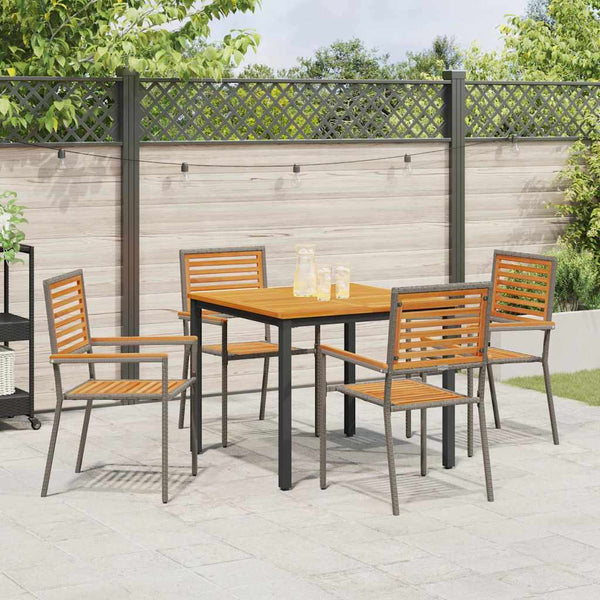 Piharuokailu setti 5 pcs Harmaa ja ruskea polyrottinki
