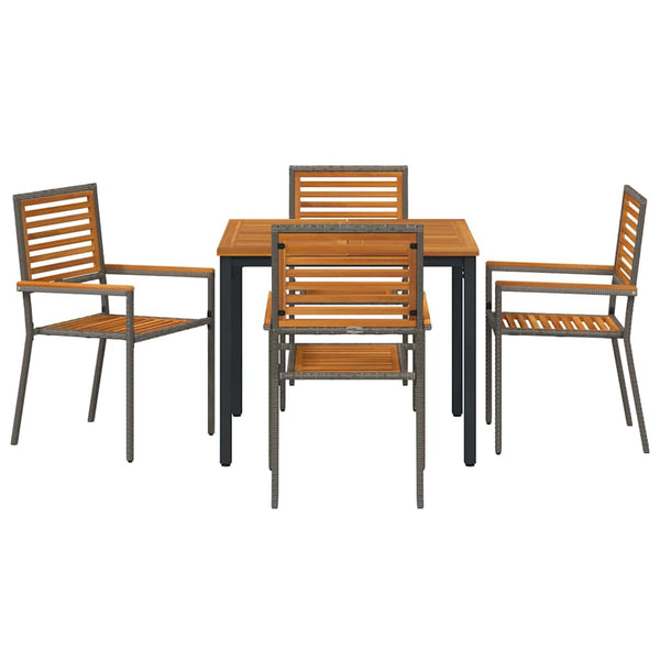 Piharuokailu setti 5 pcs Harmaa ja ruskea polyrottinki