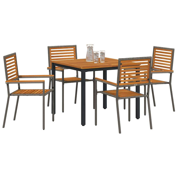 Piharuokailu setti 5 pcs Harmaa ja ruskea polyrottinki