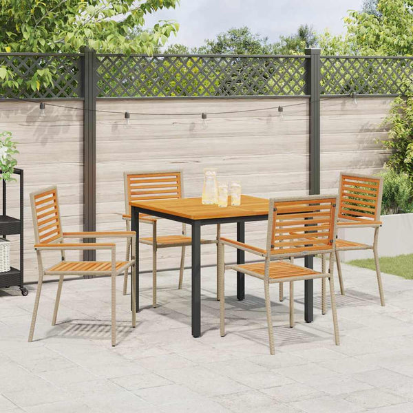 Piharuokailu setti 5 pcs Beige ja Ruskea polyrottinki