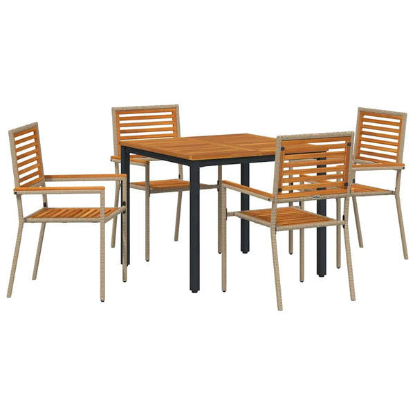 Piharuokailu setti 5 pcs Beige ja Ruskea polyrottinki