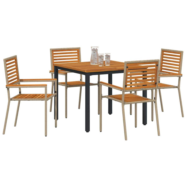 Piharuokailu setti 5 pcs Beige ja Ruskea polyrottinki
