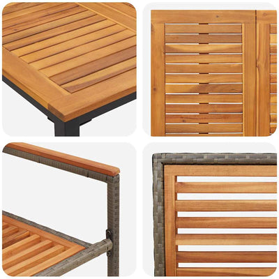 Harmaa piharuokailu setti Pantelis 150x90x75cm (5 pcs polyrottinki)