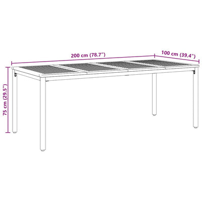 Harmaa ja ruskea piharuokailu setti Gurba 200x100x75cm (7 pcs)