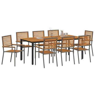 Harmaa piharuokailu setti Studii 9 pcs (luonnollinen teak)