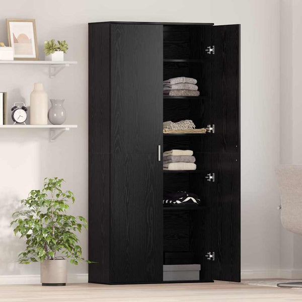 Highboard 80 x 35 x 180 cm Tekninen puu Musta tammi