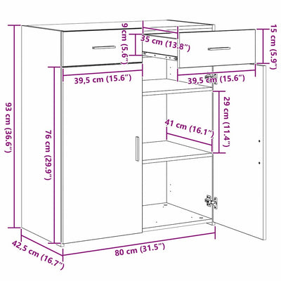 Säilytyskaappi artesaani tammi 80 x 42,5 x 93,5 cm Tekninen puu