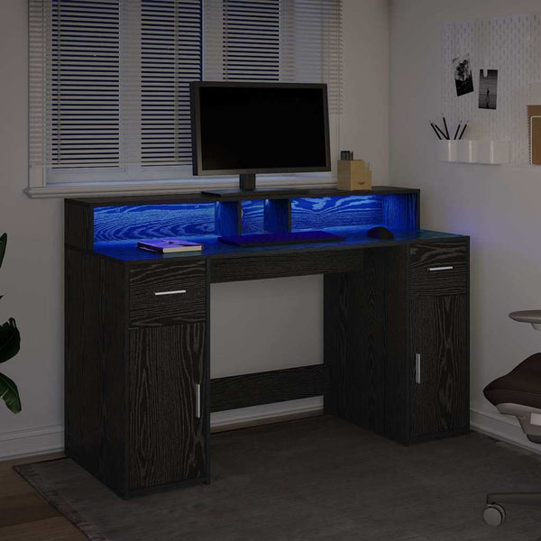 Pöytä laatikon kanssa Musta tammi 140 x 55 x 91 cm Tekninen puu
