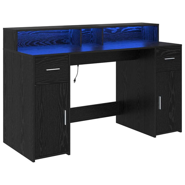 Pöytä laatikon kanssa Musta tammi 140 x 55 x 91 cm Tekninen puu