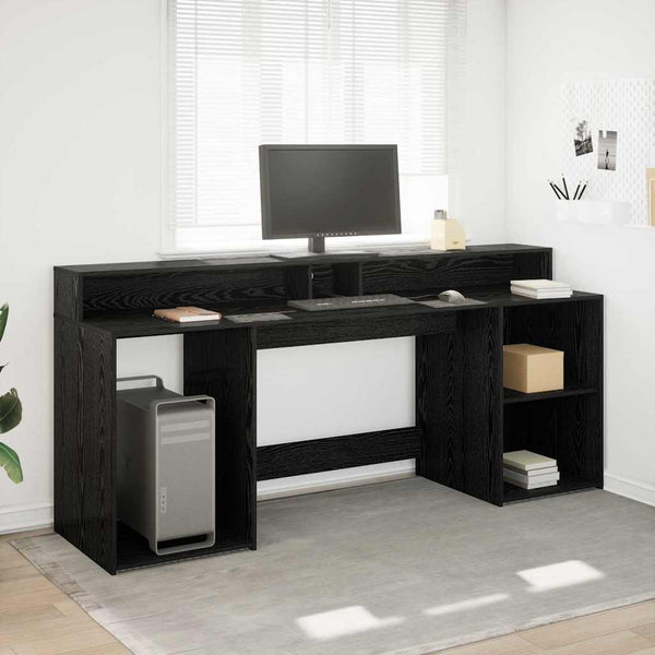 Pöytä laatikon kanssa Musta tammi 200 x 55 x 91 cm Tekninen puu
