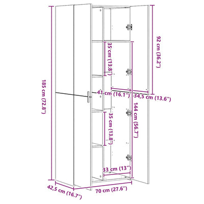 Säilytyskaappi Vanha puu 70 x 42,5 x 225 cm Tekninen puu