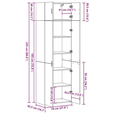 Säilytyskaappi Musta tammi 70 x 42,5 x 225 cm Tekninen puu