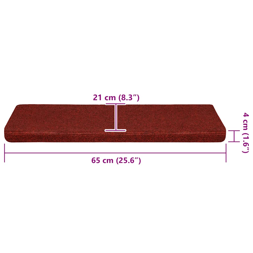 Punainen itsekiinnittyvät porrasmatot Tuberon 65x21x4cm (30 kpl)