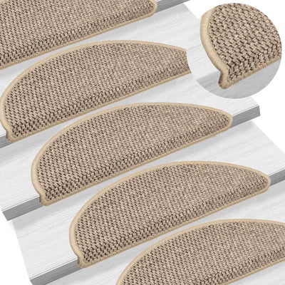 Itsekiinnittyvät porrasmatot sisaltyyli 30 kpl 56x17x3 cm beige