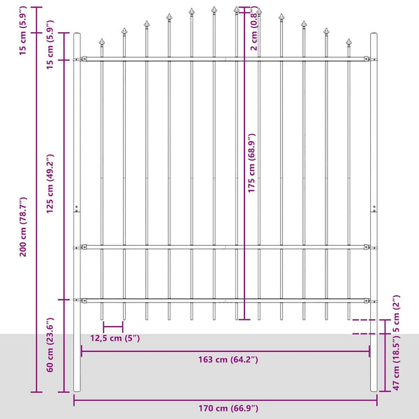 Puutarha-aita WOERDEN 7 kpl 170 x 215 cm Jauhemaalattu Teräs