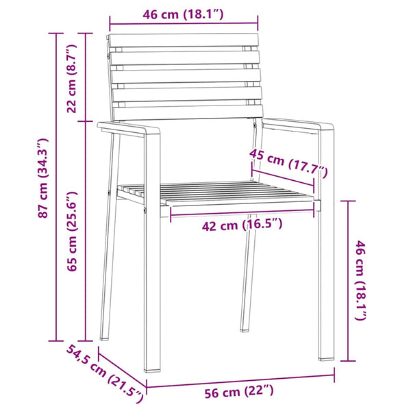 Ruskea puutarhan tuoli Gafrawi 56x54.5x87cm (8 pcs, akaasiapuu)