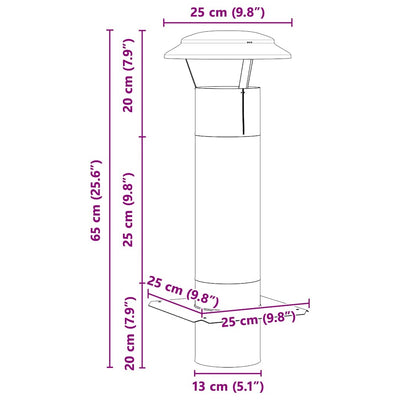 Hopea savuhormin laajennus Bubani 25x25x65cm (ruostumaton teräs)