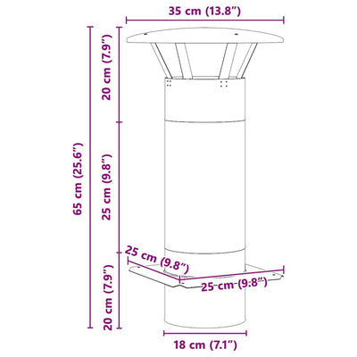 Hopea savuhormin laajennus Lillianna 35x35x65cm (ruostumaton teräs)
