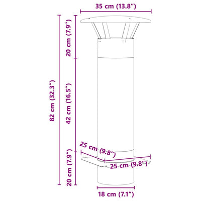 Hopea savuhormin laajennus Olica 35x35x82cm (ruostumaton teräs)