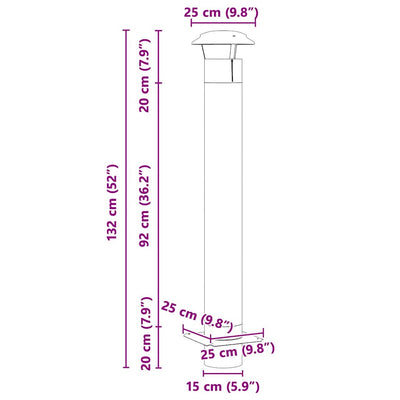 Savuhormin Laajennus Hopea 25 x 25 x 132 cm Ruostumaton teräs