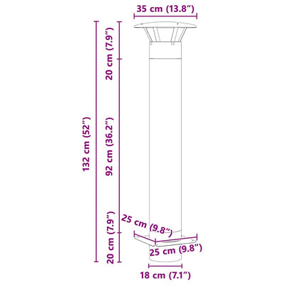 Savuhormin Laajennus Hopea 35 x 35 x 132 cm Ruostumaton teräs