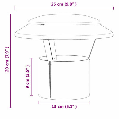 Hopea sateensuojus savupiipulle Rocchetti 25x25x20cm