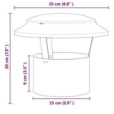 Sateensuojus savupiipulle Hopea 25 x 25 x 20 cm
