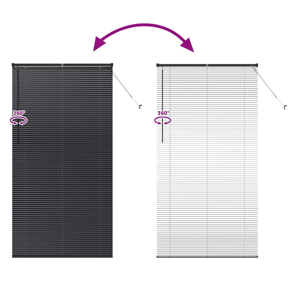 Venezia-verho Musta 220 x 115 cm 25 mm Alumiini