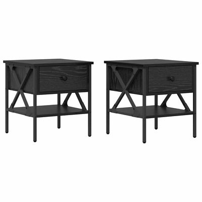 Yöpöytä laatikon kanssa 2 pcs Musta tammi 40 x 42 x 45 cm