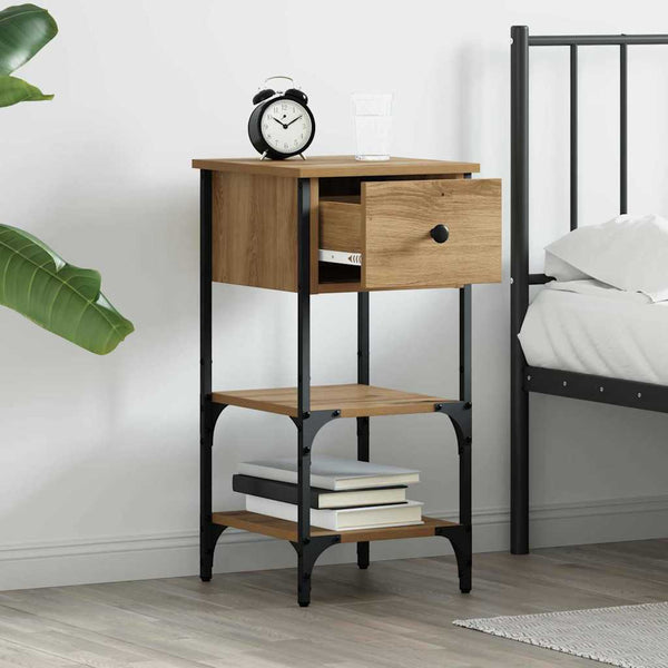 Yöpöytäkaappi 2 kpl Ruskea 33.5 x 36 x 70 cm Käsitelty puu
