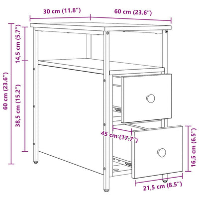 Yöpöytäkaappi Stoiciu 30x60x60cm (vanha puu, puinen)