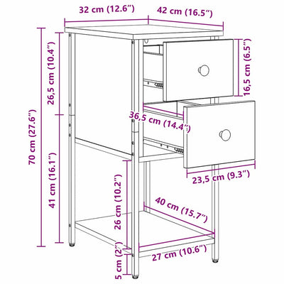 Yöpöytäkaappi Saghina 32x42x70cm (2 pcs vanha puu puinen)