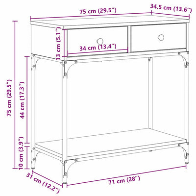 Musta tammi konsolipöytä Tolomei 75x34.5x75cm (puinen)