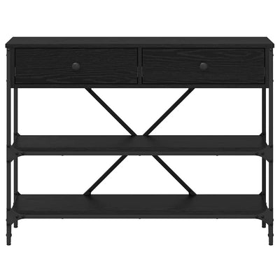 Musta konsolipöytä laatikon kanssa hyllyllä Janel (muut tammi)