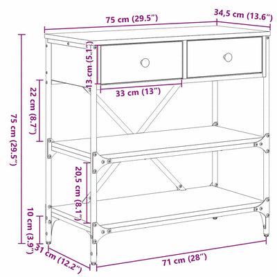 Muut konsolipöytä laatikon kanssa hyllyllä Nicoleta (vanha puu)