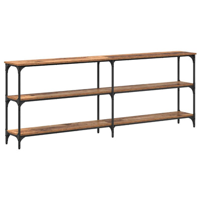 Vanha puu konsolipöytä hyllyllä Kortney 200x29x75cm