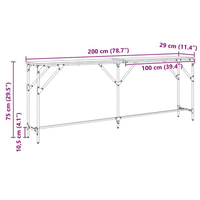 Artesaani tammi konsolipöytä Bostan 200x29x75cm