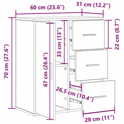 Sivupöytä Fighenia 60x31x70cm (vanha puu, puinen)