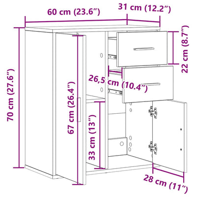 Vanha puu sivupöytä Consulting 60x31x70cm (puinen)