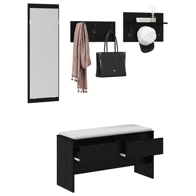 Eteiskalustesetti peilillä 4 pcs Vanha Puu 90 x 31 x 46.5 cm