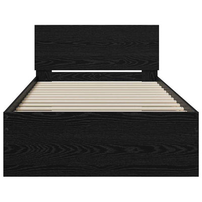 Sängyn runko päätyllä Musta tammi 90 x 200 cm Tekninen puu
