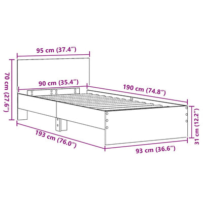 Vanha puu sängyn runko päätyllä Ta 3FT Single (puinen)