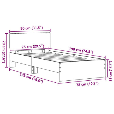 Vanha puu sängyn runko päätyllä Bojthe 2FT6 Small Single (puinen)