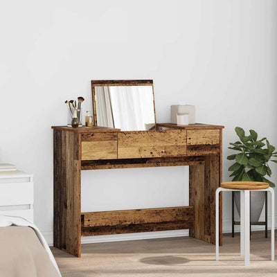 Meikkipöytä peilillä Vanha puu 100 x 45 x 76 cm Tekninen puu