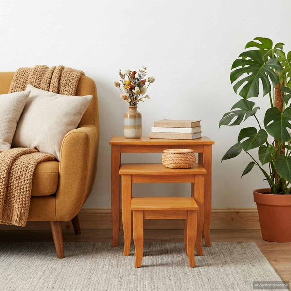 Pinottavat sivupöydät 3 pcs Luonnollinen Kiinteää mahonkipuuta
